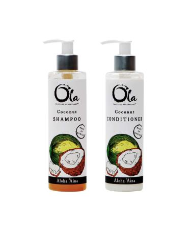 Ola Tropical Apothecary Coconut Organic Shampoo and Conditioner Hair Pair Combo - 8 fl oz each