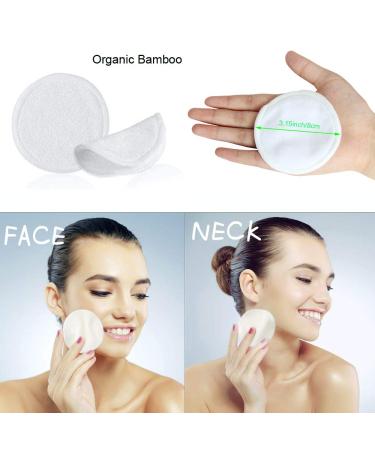 PINOWU 16 Pack Reusable Bamboo Makeup Remover Pads with Laundry Bag - Organic Cotton Rounds for Facial Cleansing - Chemical-Free Bamboo Velour - White - Buy Online on SooperMarket.com