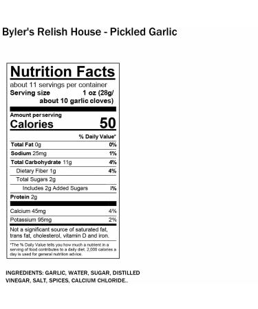 Byler's Relish House Pickled Garlic 16 Fl. Oz. (1 PT) Glass Jar - Buy Online on SooperMarket.com