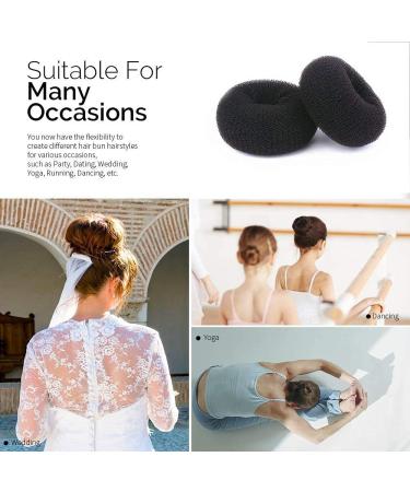 WACURRENTHYD Hair Donut Bun Maker 2PCS - Medium 3 Inch Black Chignon Doughnut Shaper for Short & Thin Hair - Buy Online on SooperMarket.com