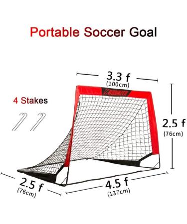 L RUNNZER Portable Soccer Goal  Pop Up Soccer Goal Net for Backyard  Set of 2 with Portable Carrying Case Red 4x3 FT - Buy Online on SooperMarket.com