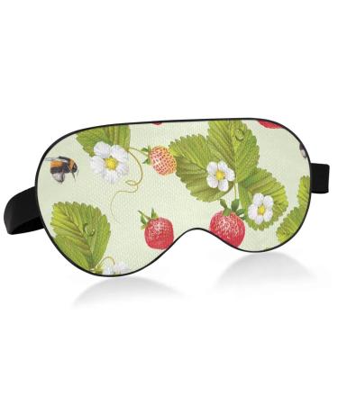 Haskirky Light Blocking Eye Mask Breathable and Adjustable Adult Men and Women Travel on Business Trips Yoga Meditation Light Smooth Comfortable Eye Mask Office Deep Sleep Goodies Strawberry Animal