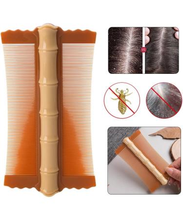AMZLORD Lice Comb Flea Lice Removal Comb Double-sided Hair Nit Comb Fine Tooth Hair Grooming Comb Bamboo Shape for Cats Dogs Orange - Buy Online on SooperMarket.com