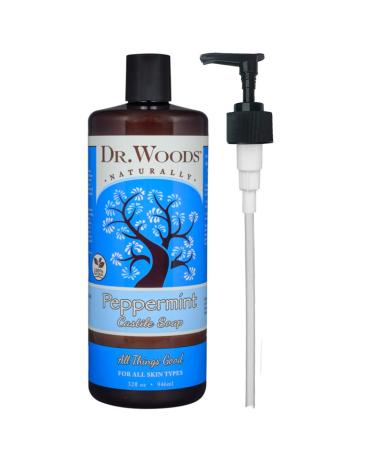 Dr. Woods Pure Peppermint Liquid Castile Soap with Pump, 32 Ounce