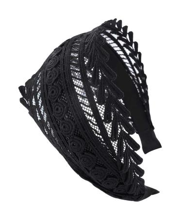 axy HR15A Vintage Wide Headband Series 15A Hair Band -Beautiful Headband Black