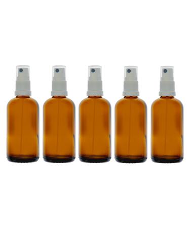 5 x brown glass bottle 100ml / spray bottle including pump atomizer / spray head DIN 18 with protective cap
