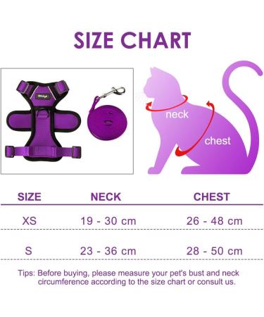 Breakproof Cat Leash Set with Adjustable Reflective Vest & Dishes for Small Kittens - Purple XS - Buy Online on SooperMarket.com