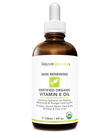 Organic Vitamin E Oil - 100% Natural, 4oz | Reduce Scars, Stretch Marks & Wrinkles | Hydrating Face & Body Moisturizer - Buy Online on SooperMarket.com