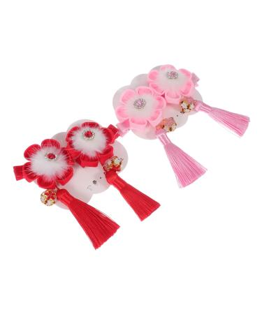Amosfun 2 Pairs Hairpin Kids Barrettes for Hair Spring Festival Hair Clip Chinese New Year Hair Pin Hanfu Hair Barrettes for Girls Tassel Hair Clips Child Hairball Zinc Alloy