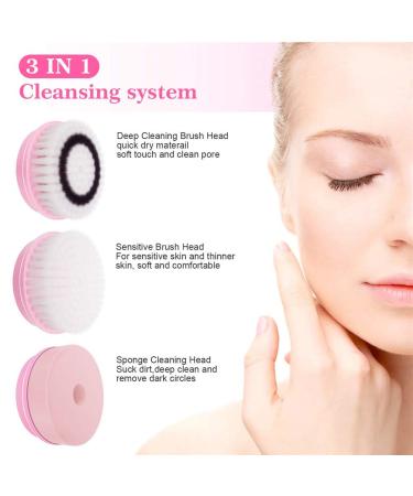 MOSCHOW Rechargeable Waterproof Facial Cleansing Brush - 3 Brush Heads, 2 Power Modes (Pink) - Buy Online on SooperMarket.com