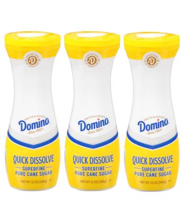 Domino Quick Dissolve Pure Cane Superfine Sugar 12 OZ Flip Top Canister (Pack of 3)