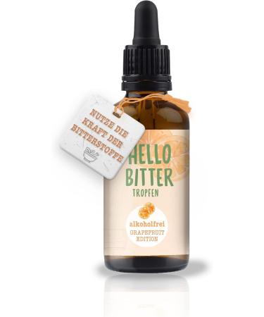 Hellobitter Grapefruit Alcohol-Free Bitter Drops - Vegan High-Dose Herbal Extract 50ml - Quality Tested Liquid Bitters for Digestive Health - Buy Online on SooperMarket.com