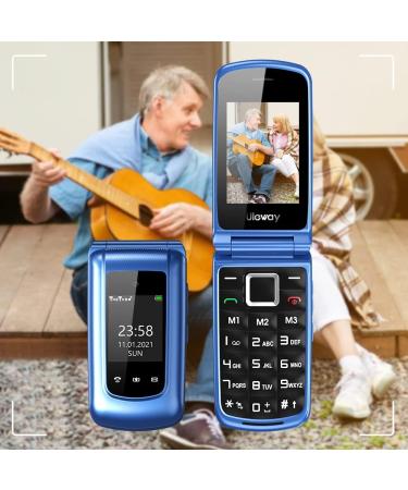 CHAKEYAKE 2G Unlocked Flip Phone for Elderly with SOS Button, Large Buttons, and Charging Cradle - Blue - Buy Online on SooperMarket.com