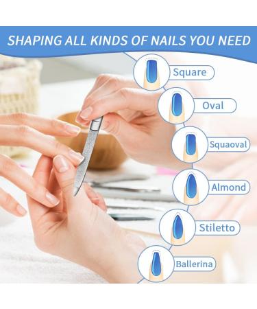 2Pcs Stainless Steel Nail Files for Natural Nails - Double-Sided Diamond File for Mothers Day Gifts - Washable and Reusable Metal Nail File - Buy Online on SooperMarket.com