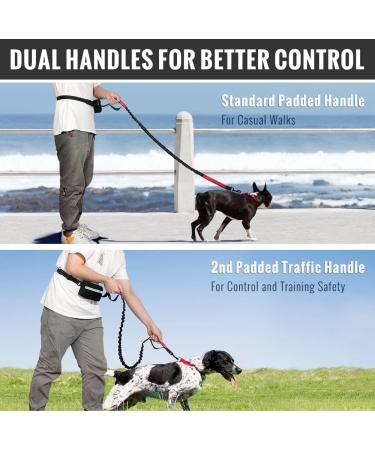 Plutus Pet Hands Free Dog Lead | Dual Handle Retractable Bungee Lead | Reflective Stitches | Adjustable Waist Lead for Medium Large Dogs - Red - Buy Online on SooperMarket.com