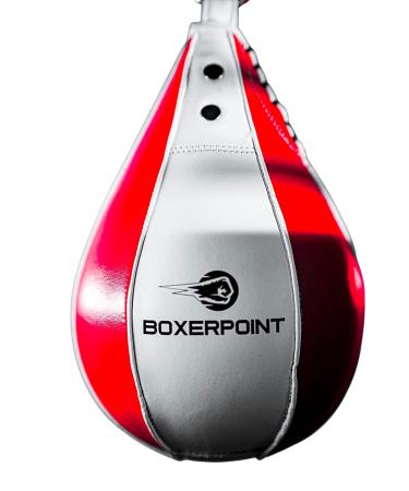 Boxerpoint Boxing Speed Bag - Large PU Leather Punching Ball, Anti-Leak Gas Nozzle, Easy to Inflate Boxing Ball for Home Gym or Office, MMA Training Speedball - Comes with Speed Bag Bladder