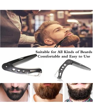 Stainless Steel Folding Beard Comb for Men - Anti-Static Pocket Comb for Beard and Mustache Styling - Buy Online on SooperMarket.com