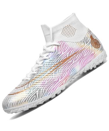 Vlookst soccer shoes men high top soccer shoes children adolescents adults professional training shoes football game shoes outdoor sport football shoes 35 eu white