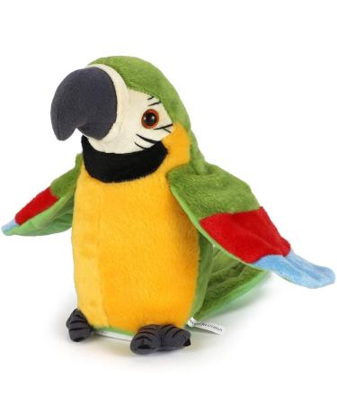 Talking Parrot Repeat What You Say Electronic Mimicry Pet Plush Toy Funny Pronunciation Talking Parrot Soft Toy Good Helper in Learning to Speak for Kids Funny Gifts (Green)