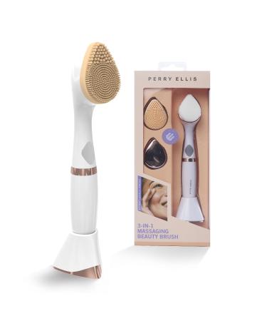 Perry Ellis 3-in-1 Massaging Beauty Brush for Women | Eye Massager Facial Cleansing Brush | Battery Operated Face Scrubber Facial Massager for Skin Care| 3 Mode Facial Brush for Makeup & Skincare