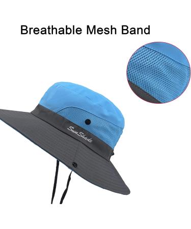 NPQQUAN Sun Hat for Women Men - 2 PCS Wide Brim UPF 50+ Fishing Bucket Beach Hats with Ponytail Hole - Pink/Grey - Buy Online on SooperMarket.com