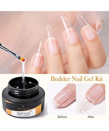 BORN PRETTY Builder Nail Gel Clear 56g | Nail Extension Gel Manicure Set with Forms & Brush Tools - Buy Online on SooperMarket.com