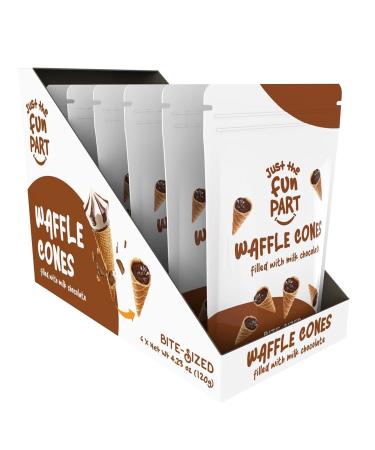 Bite-Size Crispy Mini Waffle Cones with Premium Belgian Chocolate - Perfect Snack or Dessert on the Go - Kosher - Milk Chocolate (6 Pack) - Buy Online on SooperMarket.com