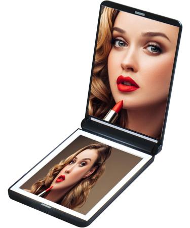 Compact Makeup Mirror Magnifying Mirror with Light Foldable 2-Sided Light Up Travel Mirror USB Rechargeable Compact Mirror 1X and 2X Makeup LED Mirror (Black) - Buy Online on SooperMarket.com
