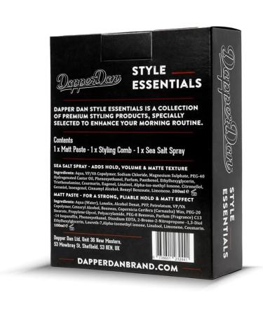 Dapper Dan Style Essentials Gift Pack with High Hold Low Shine Matt Paste 100ml Texturising Sea Salt Spray 200ml and Hand Made Styling Comb - Buy Online on SooperMarket.com