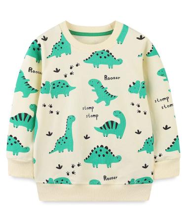 Boys Sweatshirt for Kids Dinosaur Jumper Cotton Casual Top Long Sleeve Pullover T-Shirt Toddler Girls Shirts Baby Clothes 1-8 Years 1-2 Years Dinosaur 05
