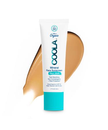 COOLA Organic Mineral Sheer Matte Sunscreen SPF 30 Sunblock  Dermatologist Tested Skin Care For Daily Protection  Vegan And Gluten Free  Fragrance Free  1.7 Fl Oz 2022 Version