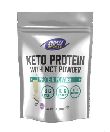 Now Foods Sports Keto Protein with MCT Powder Creamy Vanilla 1 lb (454 g)