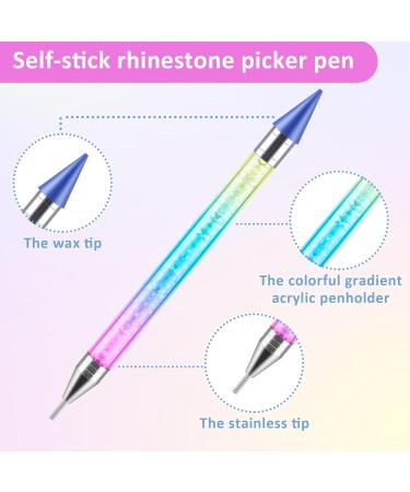 Bewudy 3 Pcs Nail Rhinestone Picker Dotting Pen Set | Dual-ended Wax Pencil Tool for Nail Art DIY Decoration | Jewelry Dotting Pen in Blue Pink Purple - Buy Online on SooperMarket.com