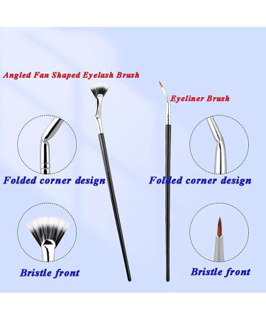 Angled Fan Shaped Eyelash Brush Eyelash Comb Separator Eyelash Comb Brush Mascara Fan Brush for Lashes Portable Folding Cosmetic Brushes Eyelash Separator Bent Applicators (2pcs Eyeliner Brush) - Buy Online on SooperMarket.com