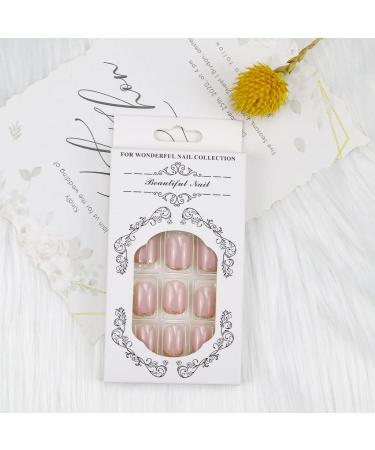 Gold Glitter French Tips Press On Nails - 24Pcs Square Nude Pink False Nail Kit for Women - Reusable Acrylic Gel Nails with Designs - Holiday Gift Set - Buy Online on SooperMarket.com