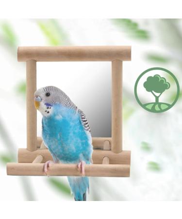 2Pcs Parrot Hanging Swing Mirror Fun Wooden Parrot Mirror Hanging Wooden Bird Mirror Toy Parrot Toy Budgie Mirror for Small Birds - Buy Online on SooperMarket.com