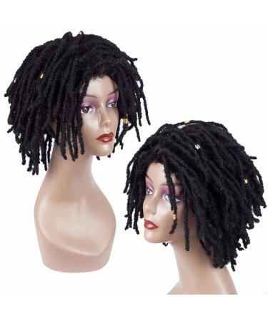 YEZHIQIU 8 Short Dreadlock Wig - Natural Black Synthetic Hair, Heat Resistant Faux Afro Locs Braids Wigs (1B) - Buy Online on SooperMarket.com