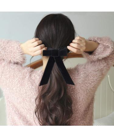Minkissy Satin Ribbon Hair Bow Big Hair Bows Bowknot Hair Scrunchies Hair Barrettes Collection for Women Girls (Black) Women's Fashion Scarves - Buy Online on SooperMarket.com