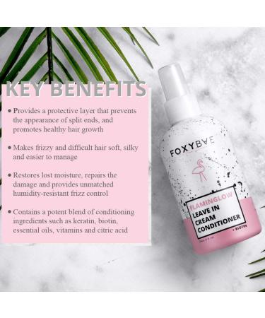 FoxyBae Flaminglow Leave-In Conditioner Cream - 8 oz | Keratin + Biotin, Detangling Spray for Curly & Color Treated Hair - Buy Online on SooperMarket.com