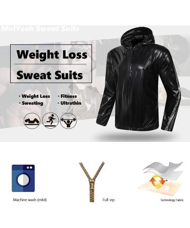 MulYeeh Weight Loss Sweat Suit - Anti-Rip Full-Zip Sauna Suit for Men Women - Black Large - Buy Online on SooperMarket.com