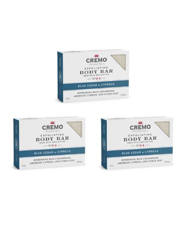Cremo Exfoliating Body Bars Blue Cedar & Cypress - A Combination of Lava Rock and Oat Kernel Gently Polishes While Shea Butter Leaves Your Skin Feeling Smooth and Healthy (Pack of 3) Blue Cedar & Cypress 18 Ounce (Pack o...