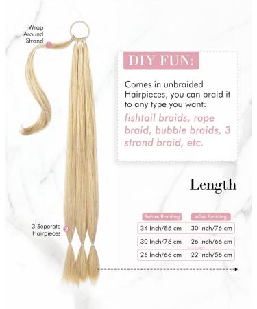 REECHO DIY Braid Ponytail Extension - Long Straight Synthetic Hairpieces - Medium Golden Blonde 34 Inch - 180g - Buy Online on SooperMarket.com