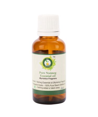 R V Essential Pure Nutmeg Essential Oil 30ml (1.01oz)- Myristica Fragrans (100% Pure and Natural Steam Distilled)