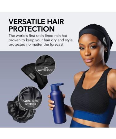 Hairbrella Lite Women's Rain Hat - Waterproof Hair Protection | Adjustable Strap | Packable Black Classic - Buy Online on SooperMarket.com