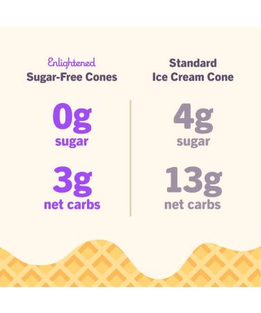 ENLIGHTENED Sugar-Free Ice Cream Cones | Vegan, Low Calorie (30), Low Carb (Net 3g) - 12 Pack - Buy Online on SooperMarket.com