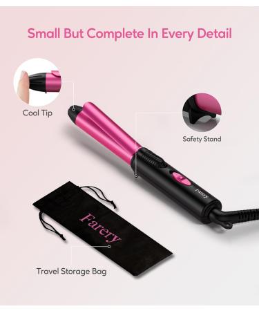 Mini 3/4 Inch Ceramic Curling Iron for Short Hair - Dual Voltage, Infused with Keratin & Argan Oil, Travel Size with Storage Bag - Buy Online on SooperMarket.com