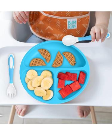 Vicloon Baby Silicone Suction Plates 2Pcs - Non Slip Divided Dishes for Toddler Self Feeding - Blue/Green - Buy Online on SooperMarket.com