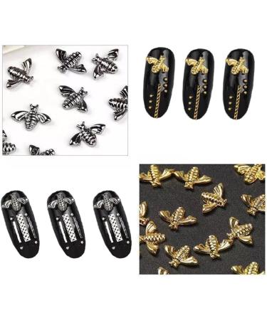 2 Boxes AB Nail 3D Art Accessories - 24 Pcs Mixed Sizes, Multi Shapes Manicure Decoration in Golden and Silver - Nail Face Makeup DIY Craft - Buy Online on SooperMarket.com