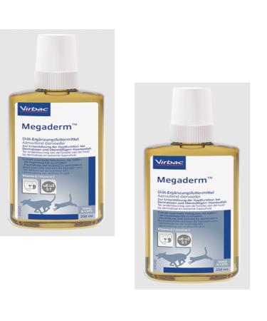 Virbac Megaderm Dietary Supplement for Dogs and Cats - Twin Pack - 2 x 250ml