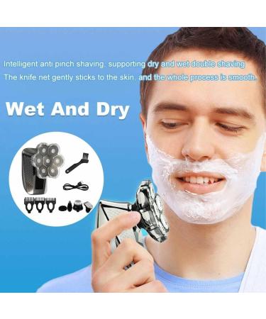 5-in-1 Electric Razor for Men - Rechargeable Bald Head Shaver with 7 Floating Heads Beard & Nose Hair Trimmer and Facial Brush - Buy Online on SooperMarket.com